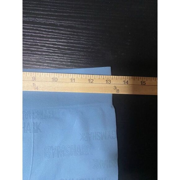 Gymshark Stretch High Rise Bike Shorts Blue Patterned Women's Large 5” Inseam - Picture 7 of 8